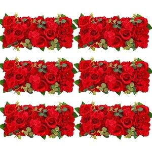 Table Flower Centerpieces Silk Red Rose Arch Decor Flower Wall Panels Dining 6pc